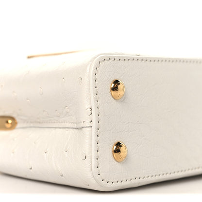 Louis Vuitton Iridescent Ostrich Capucines Mini White Gold 8 of 9