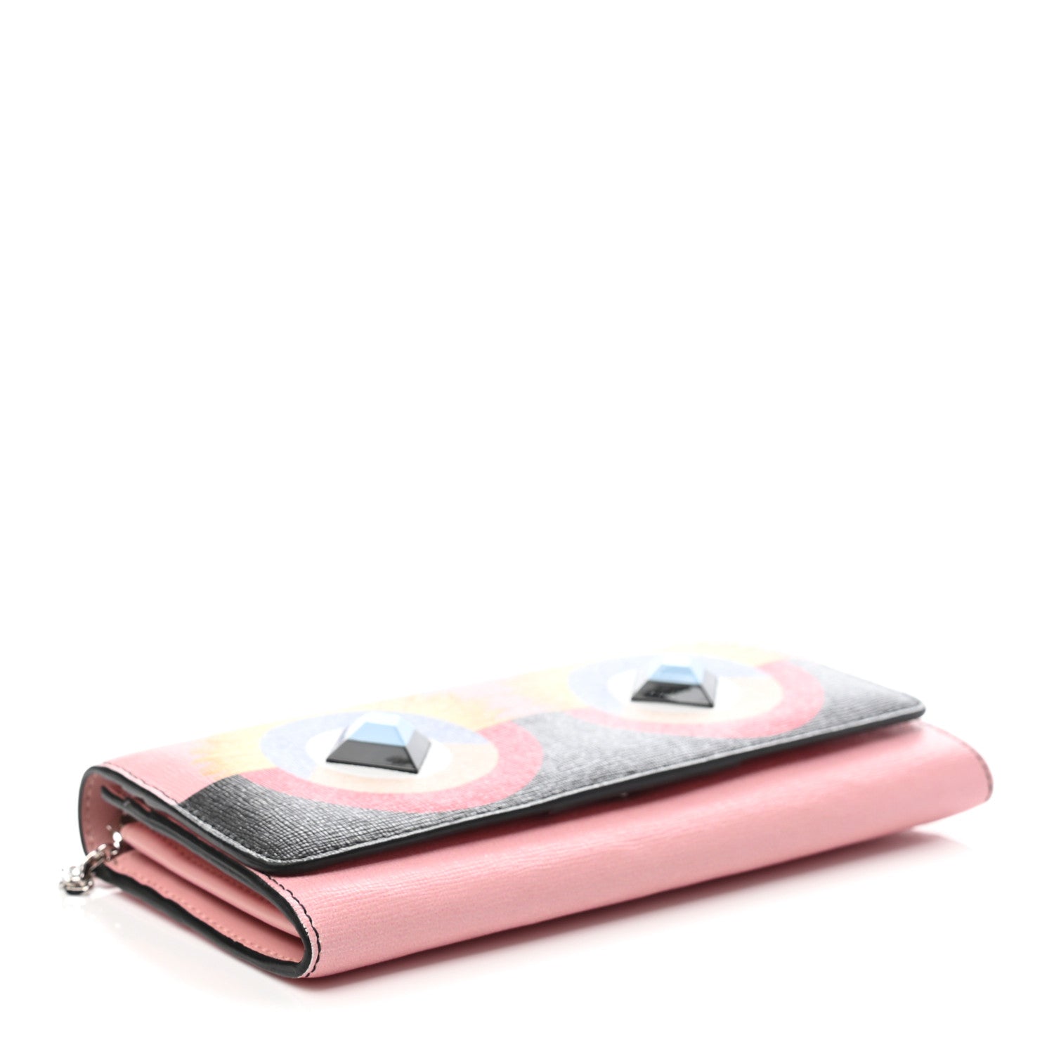 Fendi Vitello Elite Century Hypnoteyes Studded Continental Wallet On Chain Bubblegum Multicolor 4 of 7