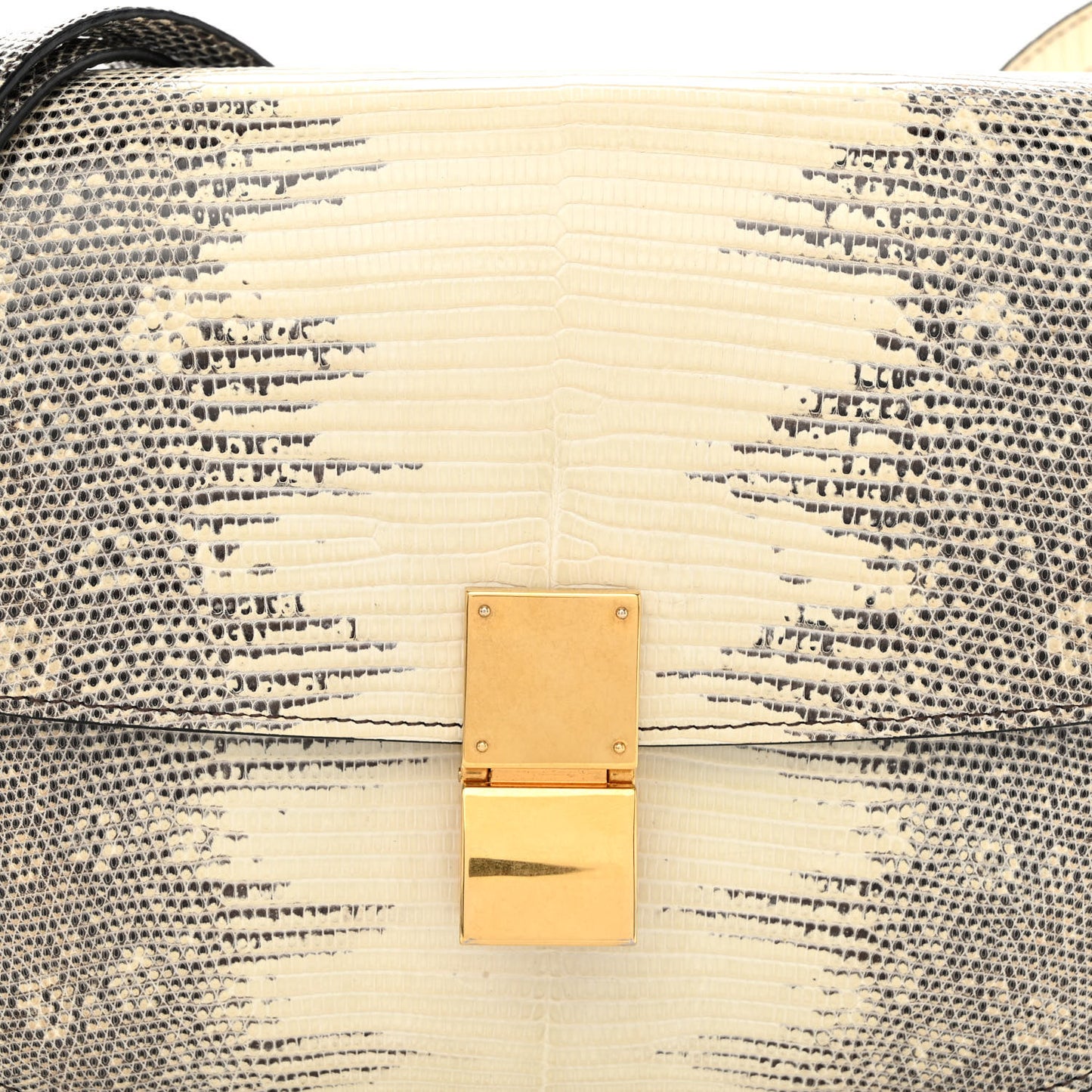 Lizard Medium Classic Box Flap Bag Natural