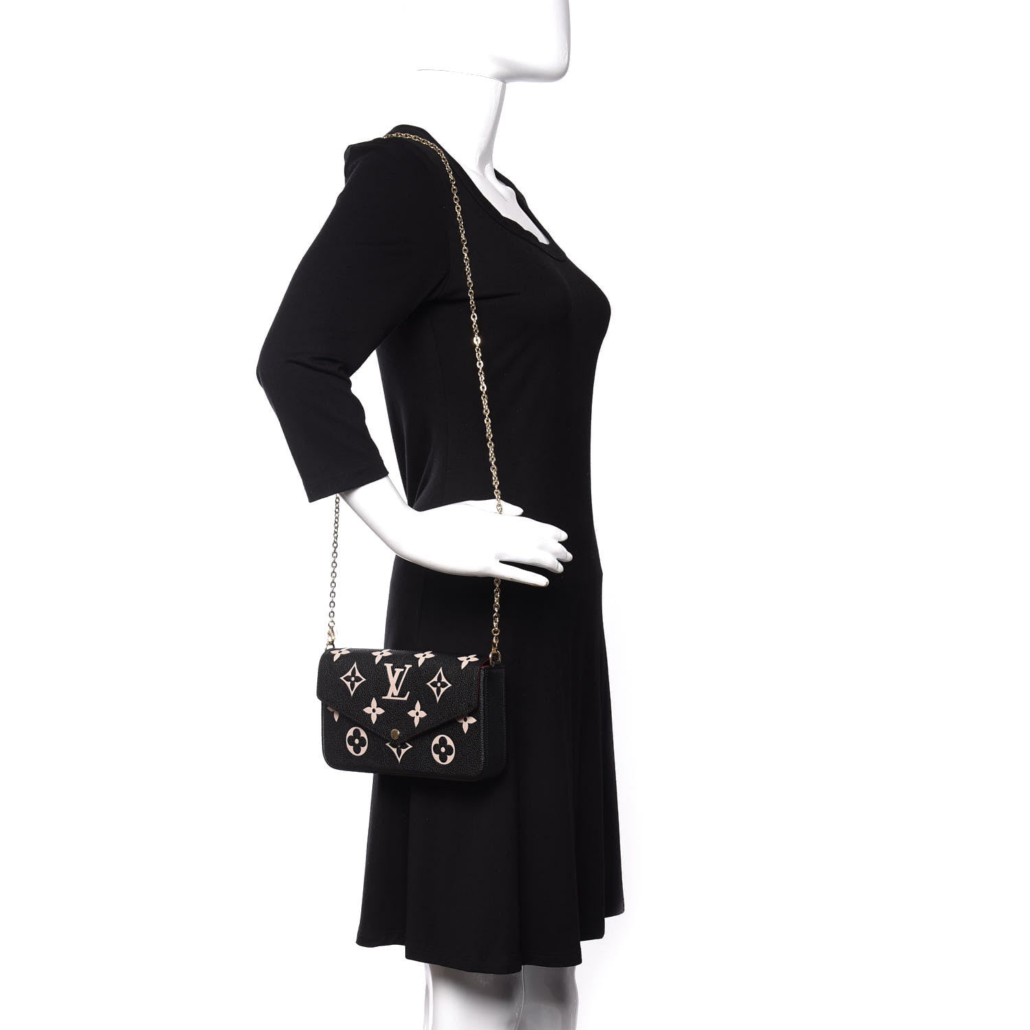 Louis Vuitton Empreinte Monogram Giant Felicie Pochette Black Beige 2 of 14