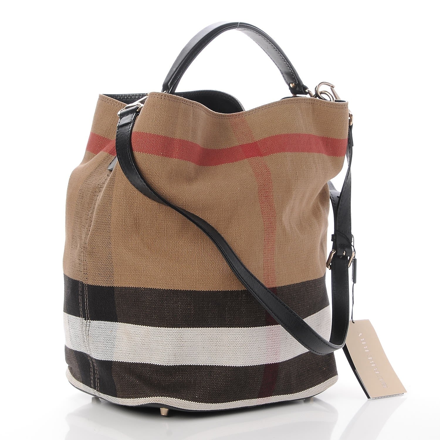 Burberry Canvas Mega Check Medium Susanna Hobo Black 4 of 10