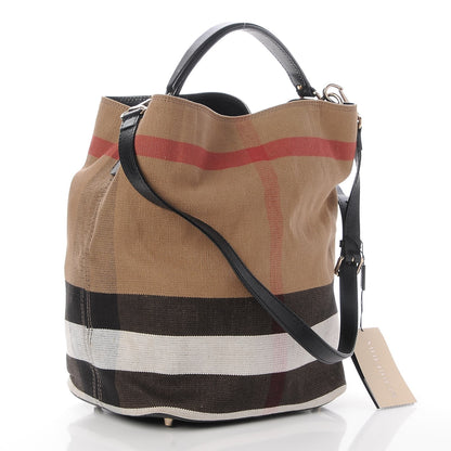 Burberry Canvas Mega Check Medium Susanna Hobo Black 4 of 10