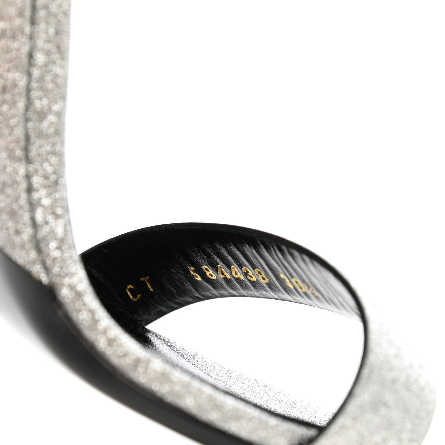 Saint Laurent Glitter Amber 105 Ankle Strap Sandals 38.5 Silver 8 of 9