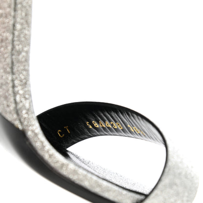 Saint Laurent Glitter Amber 105 Ankle Strap Sandals 38.5 Silver 8 of 9