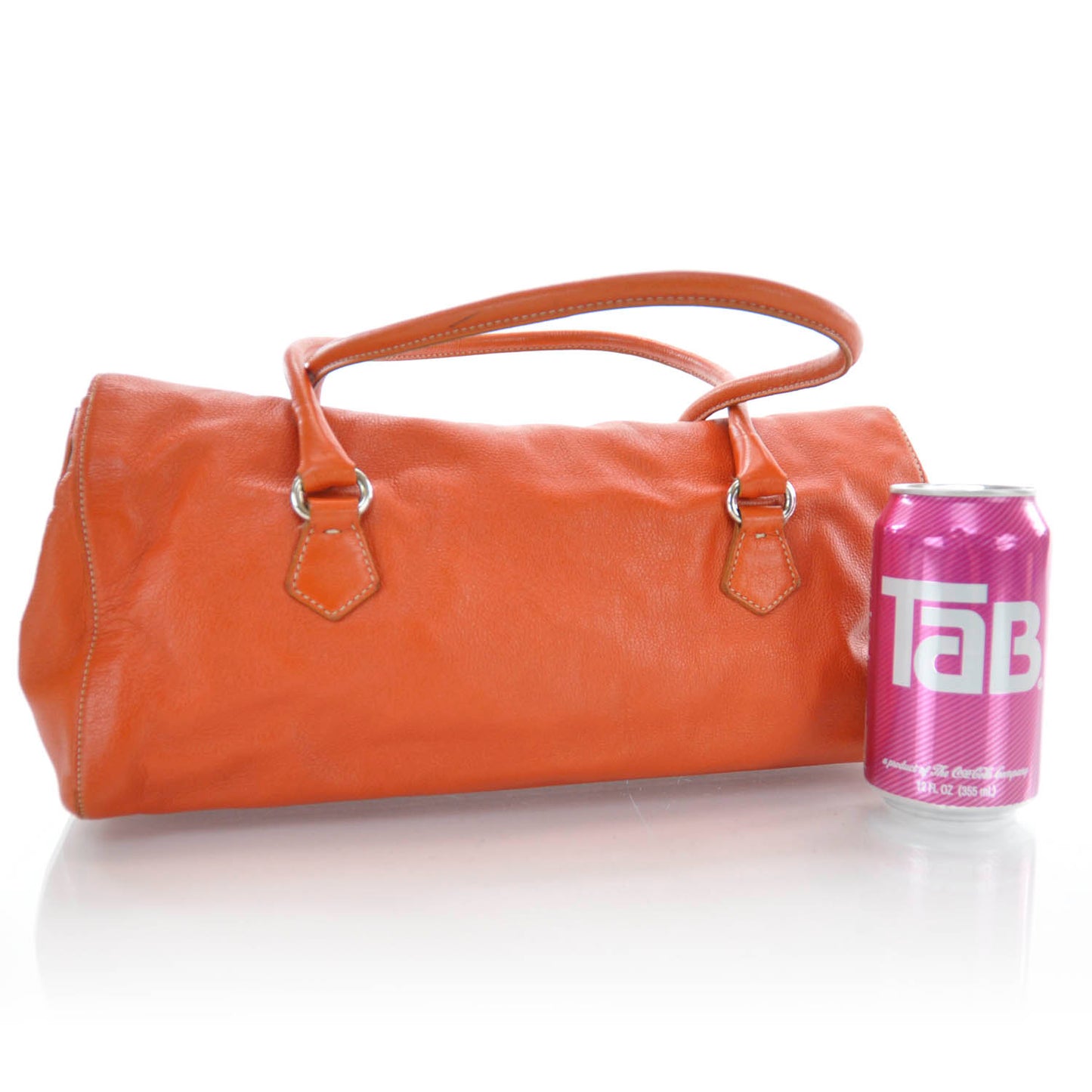 Vitello Foldover Pushlock Satchel Orange