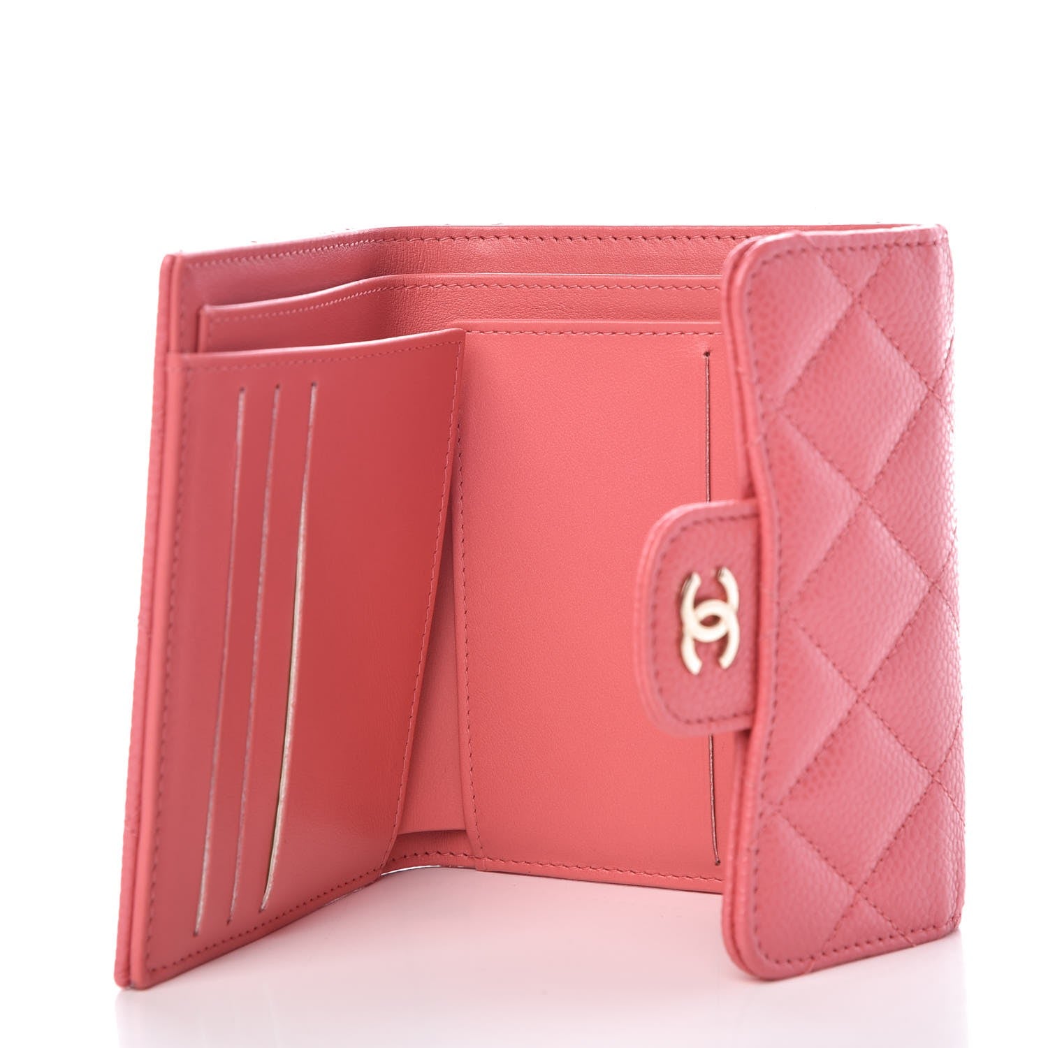 Chanel Caviar Quilted Compact Flap Wallet Pink 5 of 9