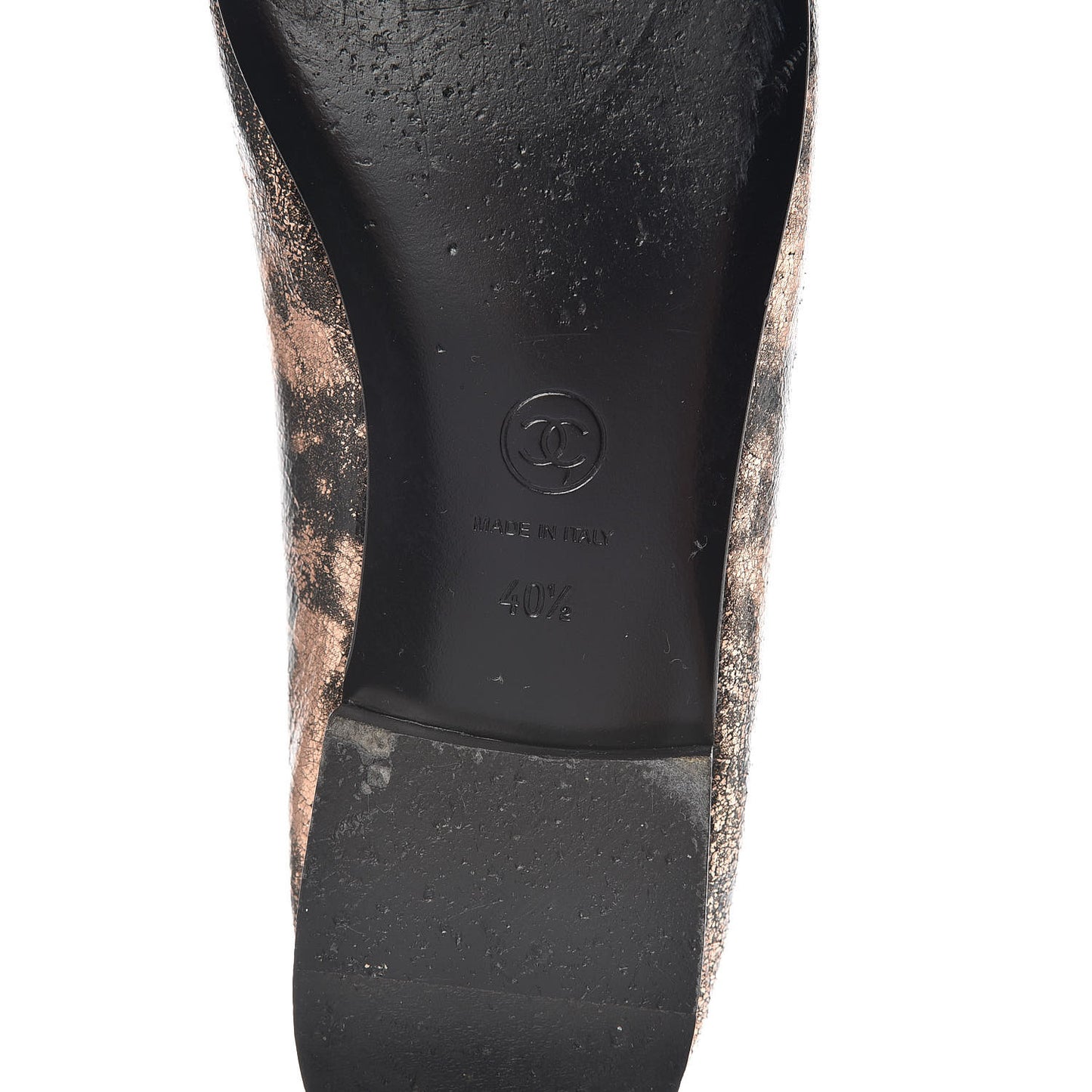 Laminated Suede Goatskin Cap Toe CC Ballerina Flats 40.5 Bronze