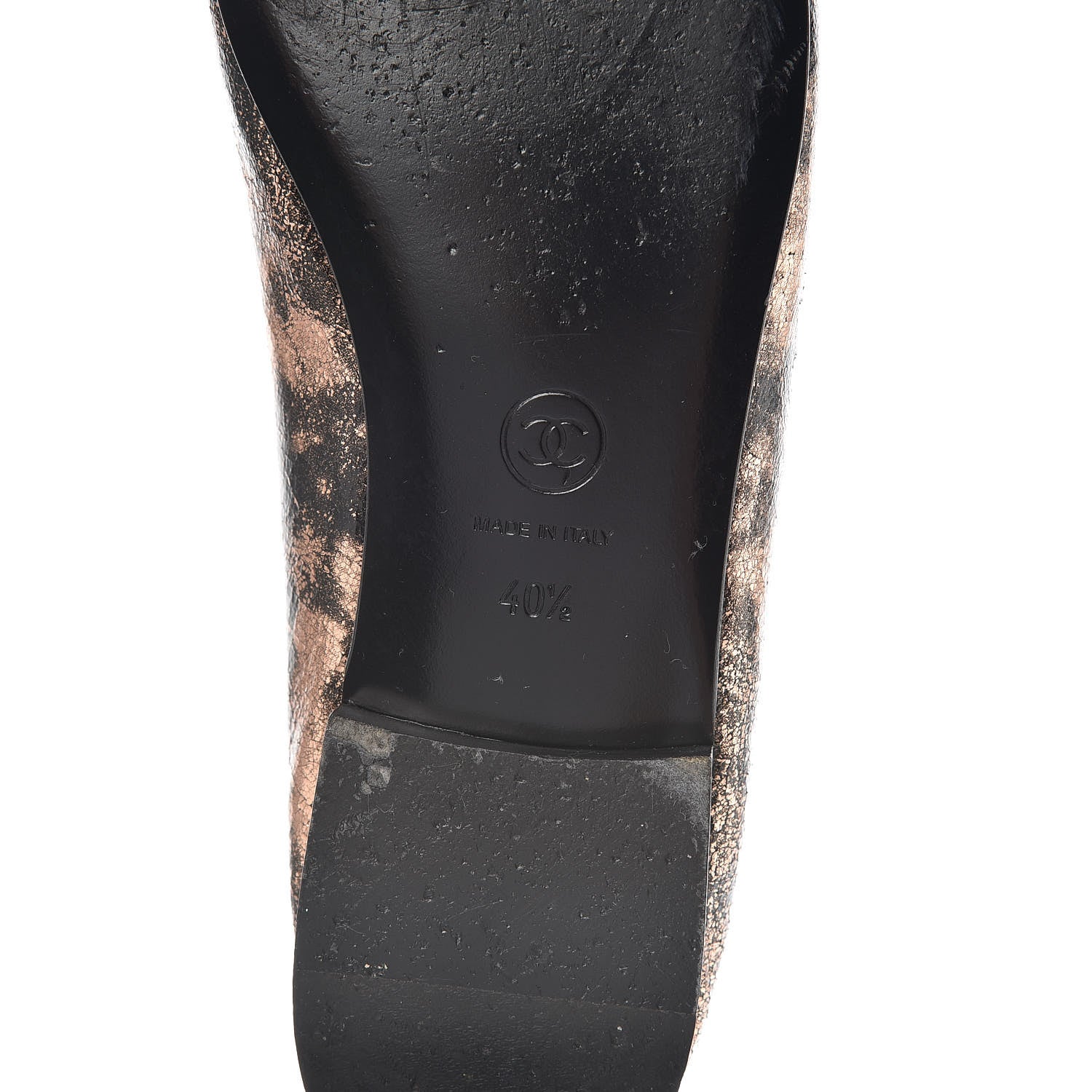 Chanel Laminated Suede Goatskin Cap Toe CC Ballerina Flats 40.5 Bronze 9 of 11