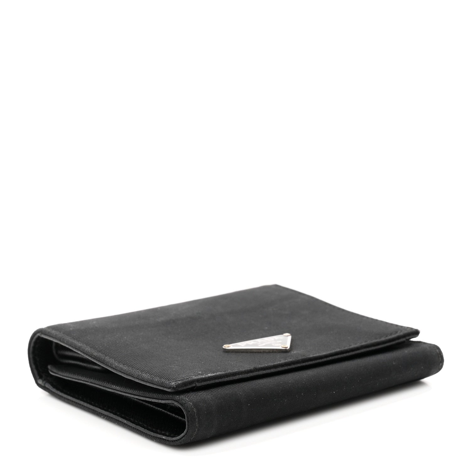 Prada Tessuto Nylon Saffiano Tri-Fold Compact Wallet Black 4 of 7