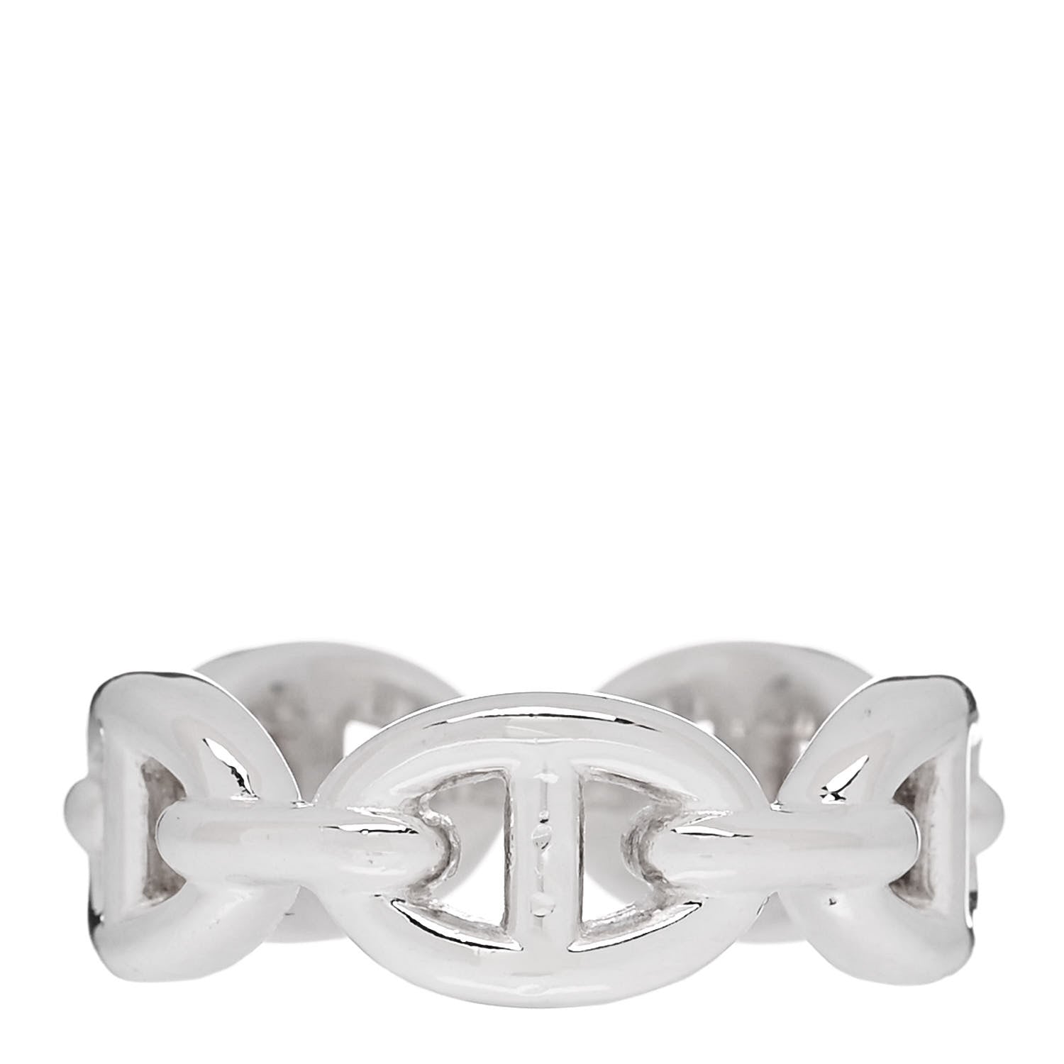 Hermes Sterling Silver PM Chaine d'Ancre Enchainee Band Ring 52 6 1 of 7