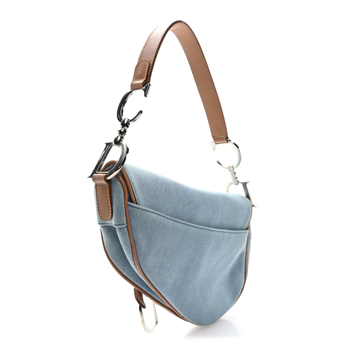 Denim Calfskin Saddle Bag Light Blue