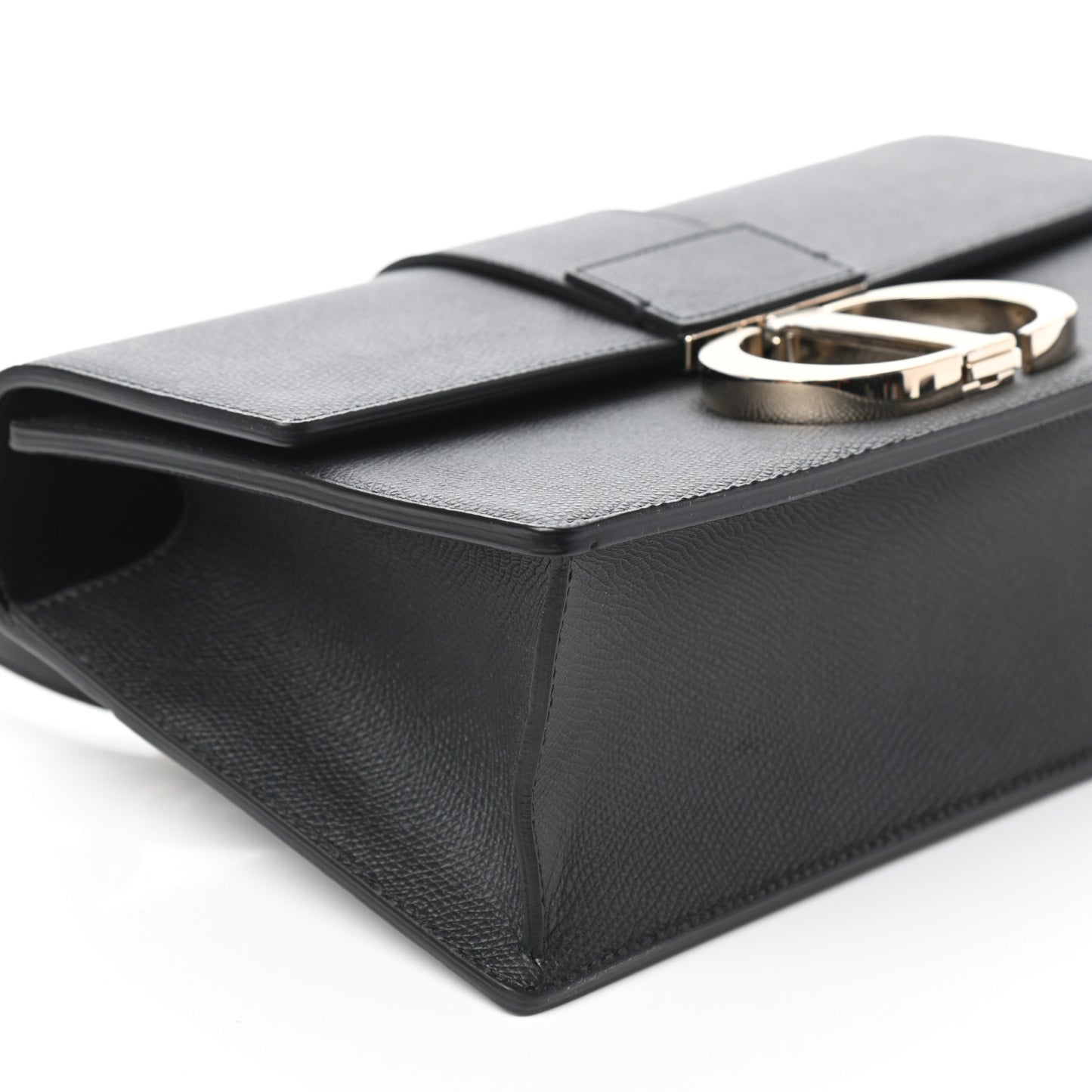 Grained Calfskin Embossed 30 Montaigne Chain Flap Bag Black