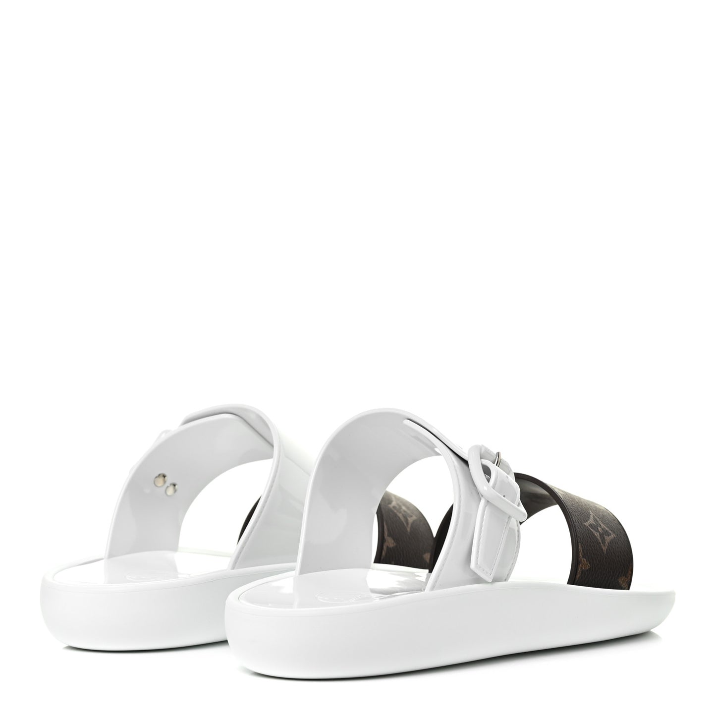 Monogram Sunbath Flat Mule Sandals 39 White