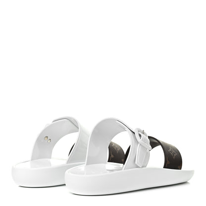 Louis Vuitton Monogram Sunbath Flat Mule Sandals 39 White 4 of 13