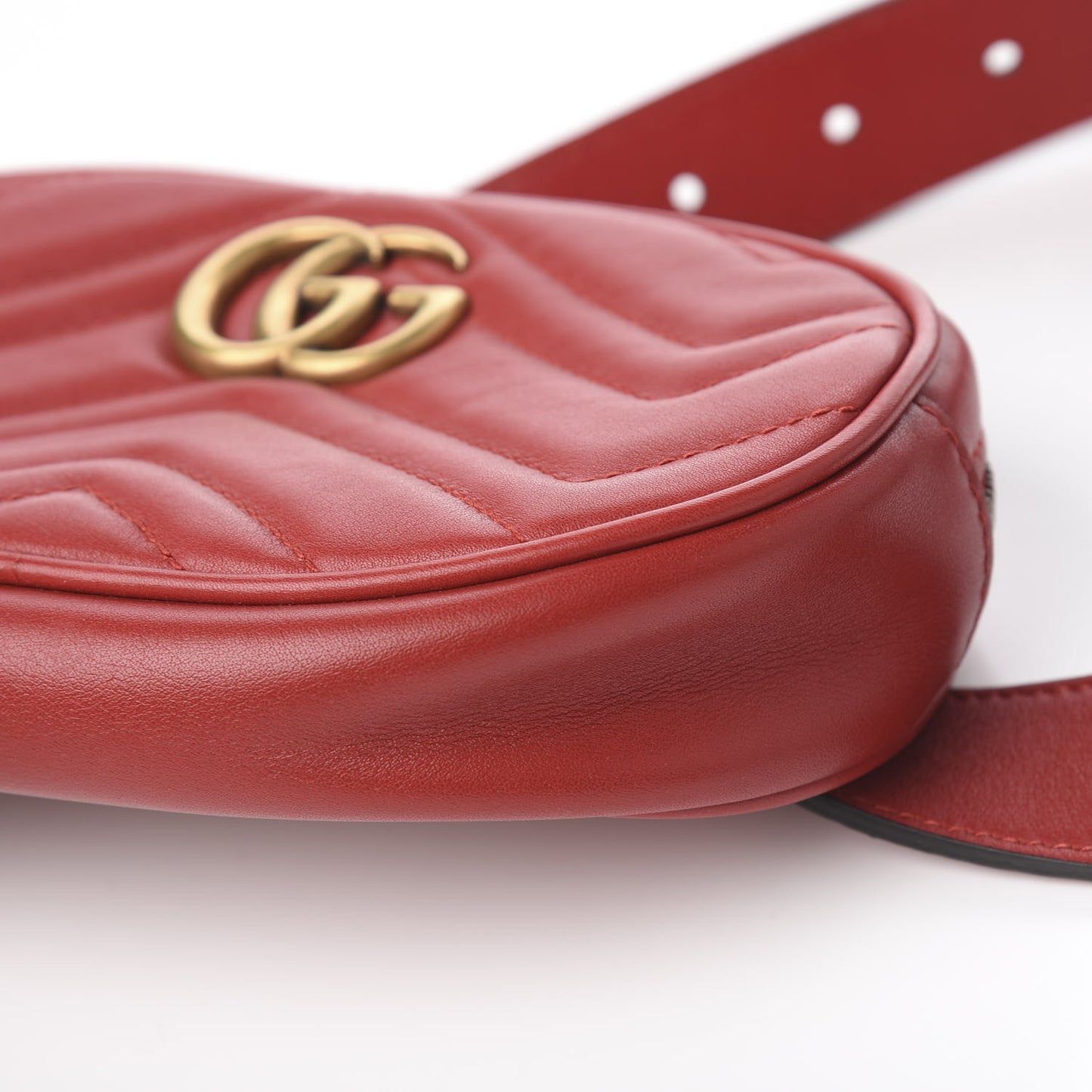 Calfskin Matelasse GG Marmont Belt Bag 75 30 Hibiscus Red