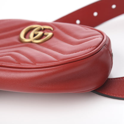 Gucci Calfskin Matelasse GG Marmont Belt Bag 75 30 Hibiscus Red 8 of 9