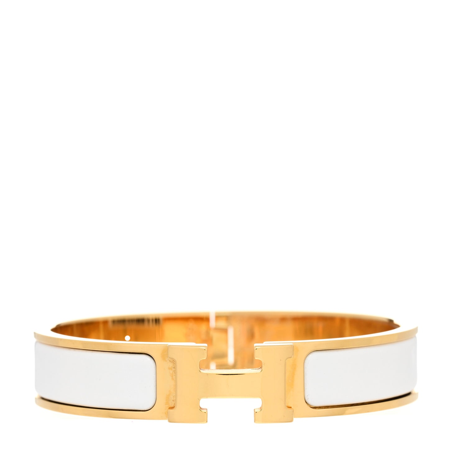 Enamel Narrow Clic Clac H Bracelet PM White