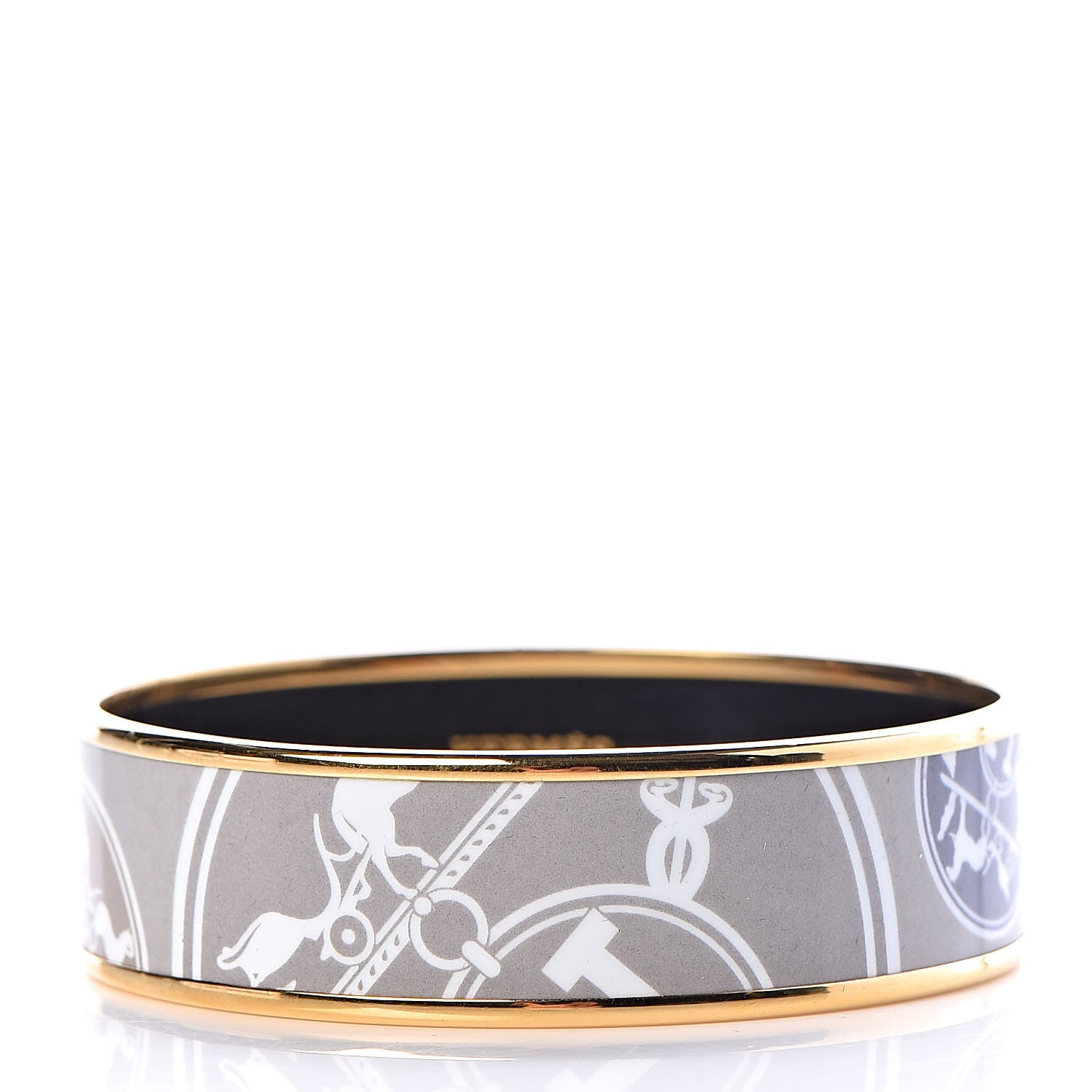 Hermes Enamel Printed Wide Ex Libris Bracelet 65 3 of 6