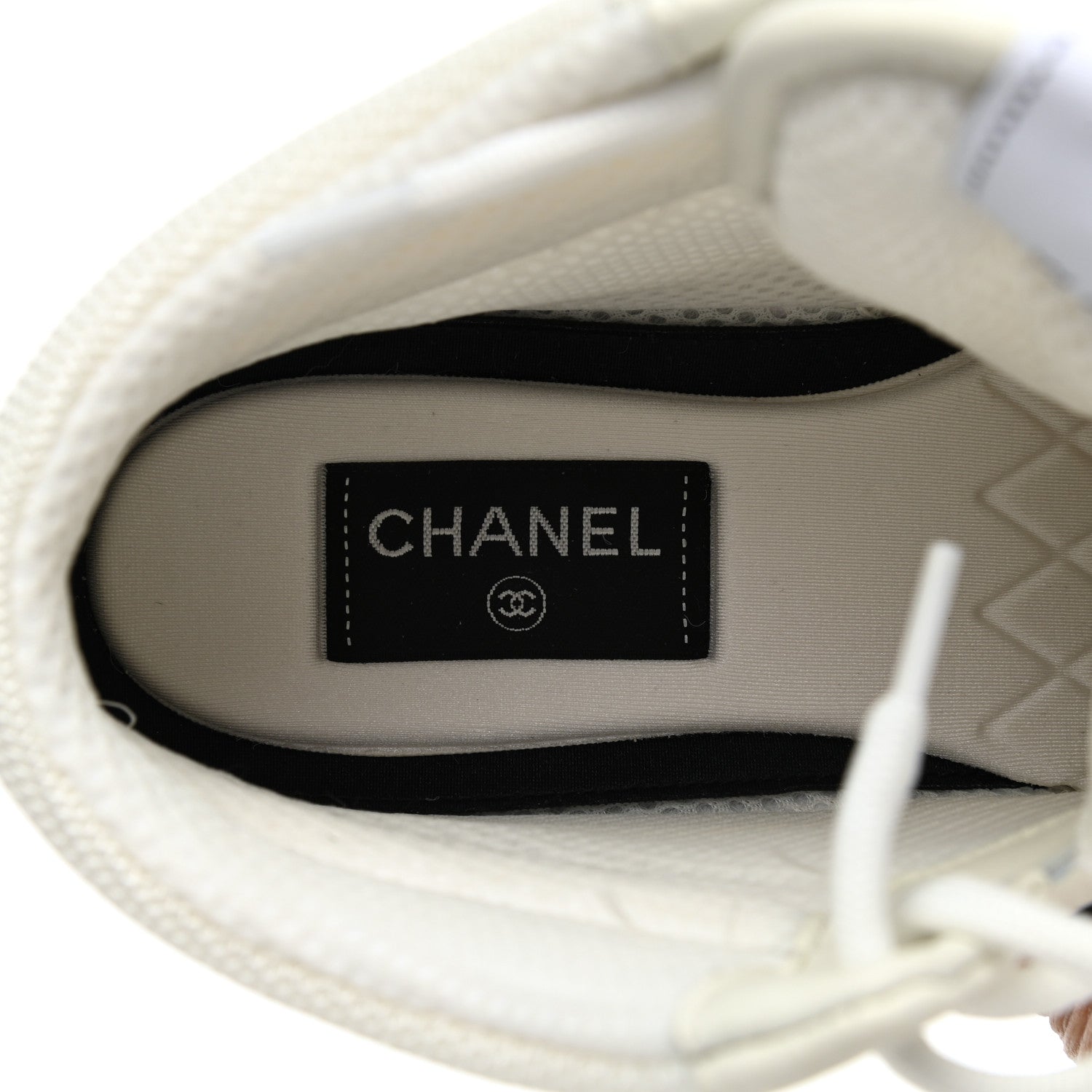 Chanel Suede Fabric Grained Calfskin Womens CC High Top Sneakers 40 White 6 of 9
