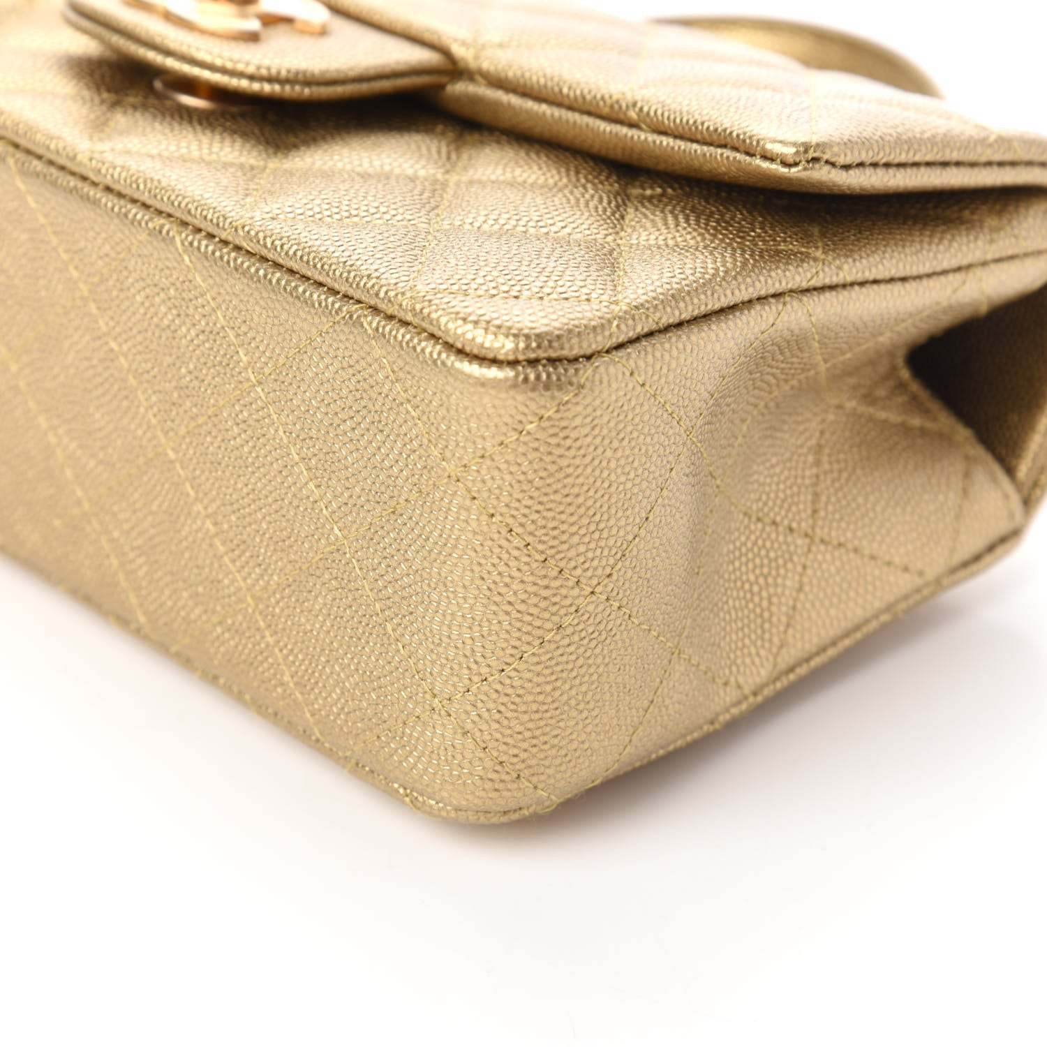 Chanel Metallic Caviar Quilted Mini Top Handle Rectangular Flap Gold 7 of 11