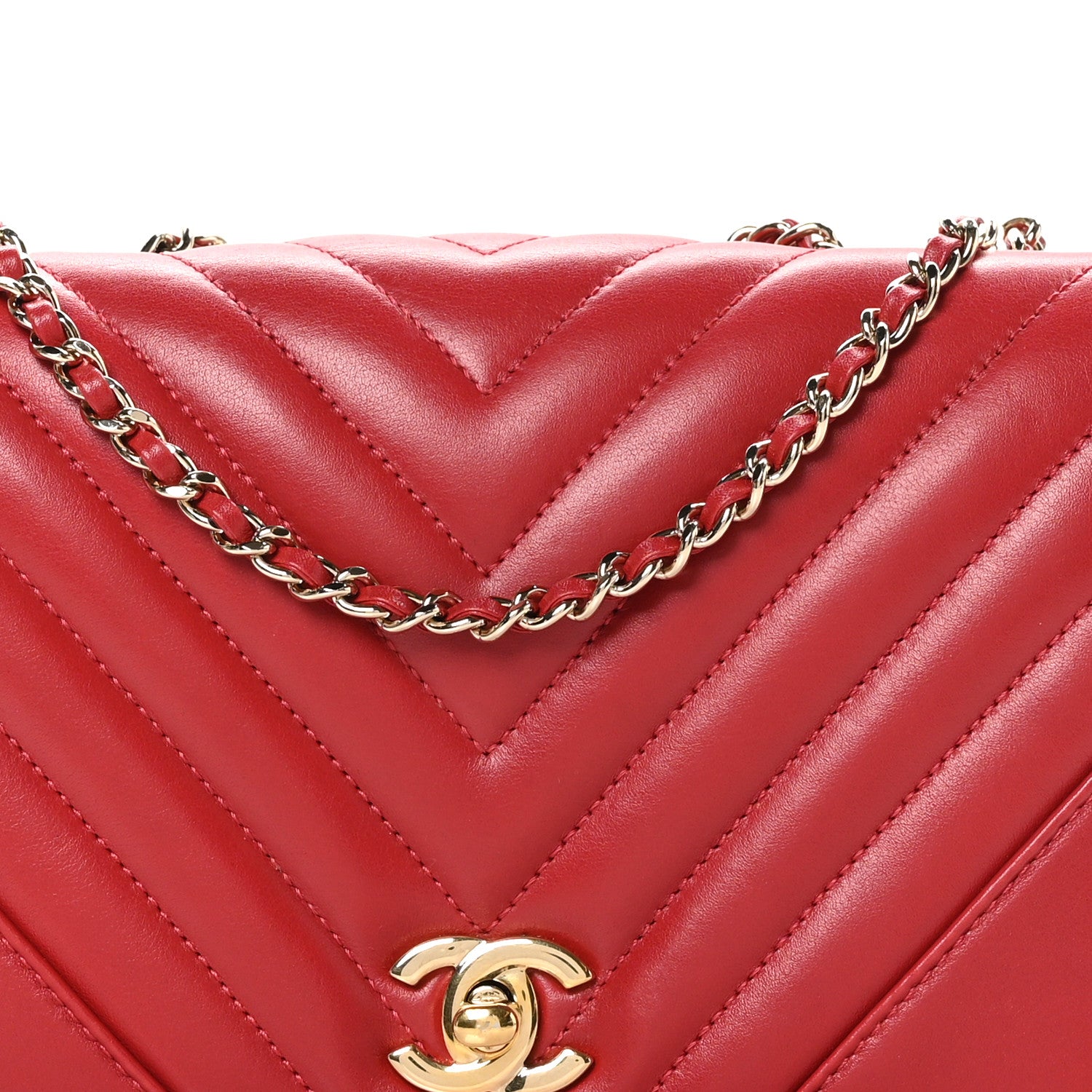 Chanel Calfskin Chevron Quilted Mini Statement Flap Red 8 of 10