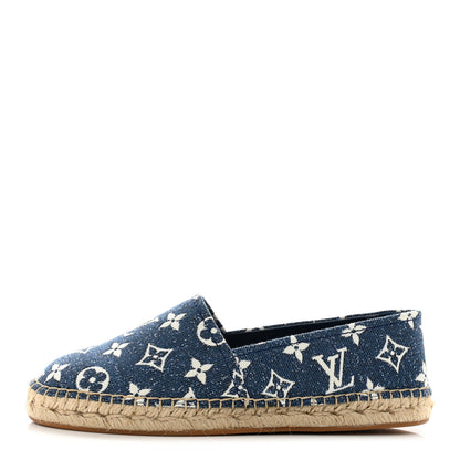 Louis Vuitton Monogram Denim Starboard Espadrille Flats 38 Blue 1 of 8