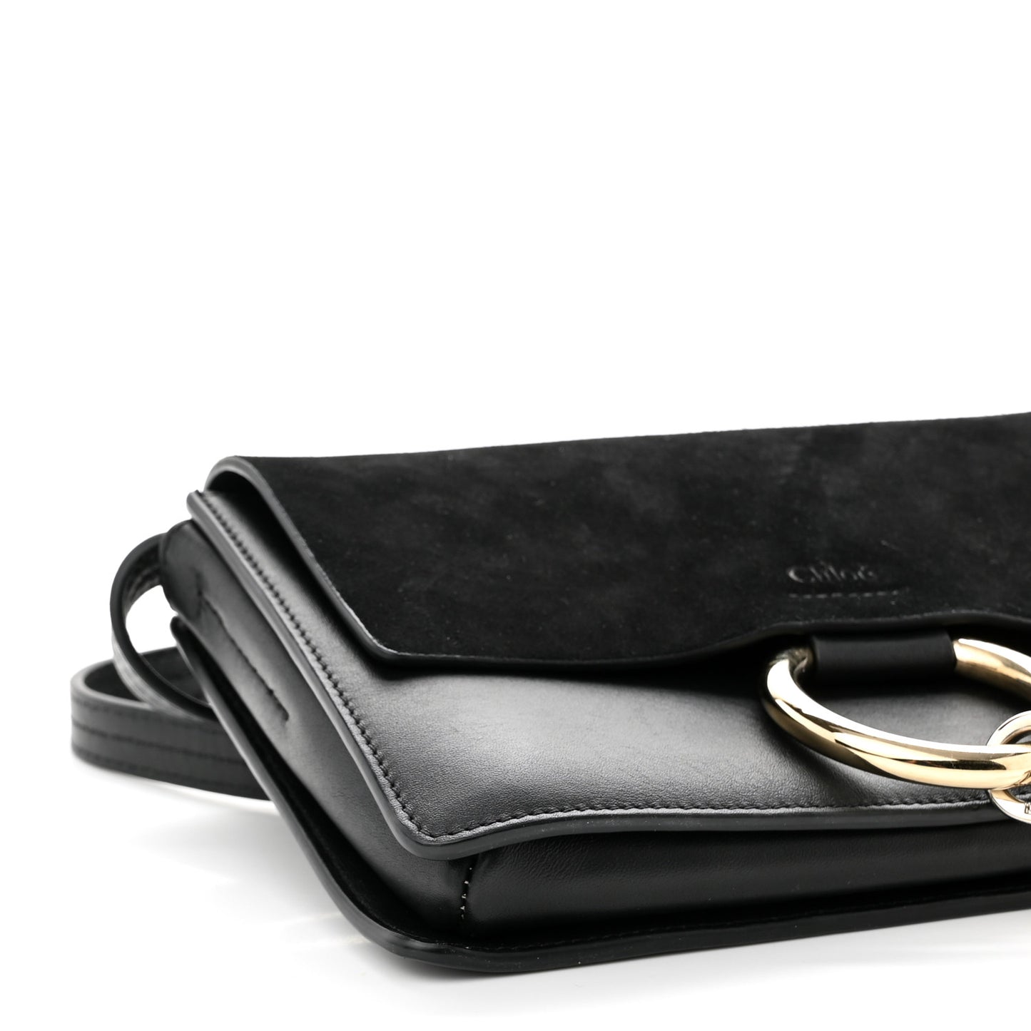 Suede Calfskin Small Faye Shoulder Bag Black