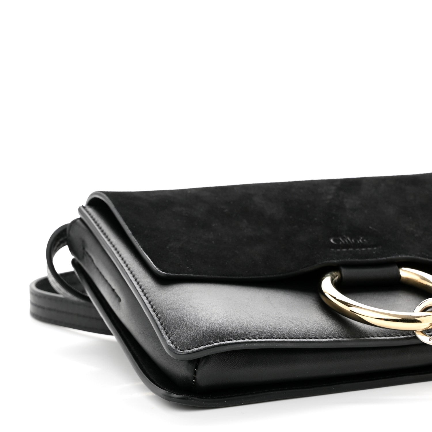 Chloe Suede Calfskin Small Faye Shoulder Bag Black 8 of 10