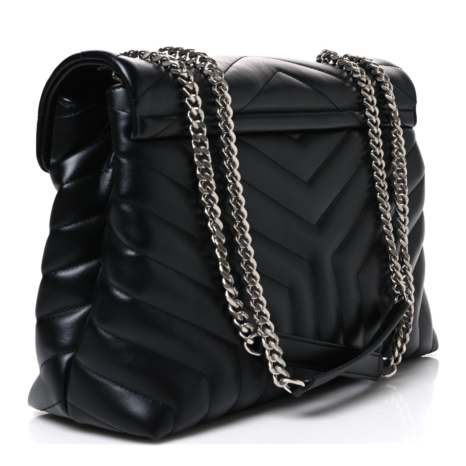 Saint Laurent Calfskin Y Quilted Monogram Medium Loulou Chain Satchel Black 3 of 10