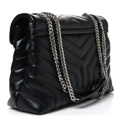 Saint Laurent Calfskin Y Quilted Monogram Medium Loulou Chain Satchel Black 3 of 10