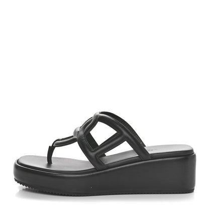 Hermes Nappa Gipsy Sandals 37 Black 1 of 8