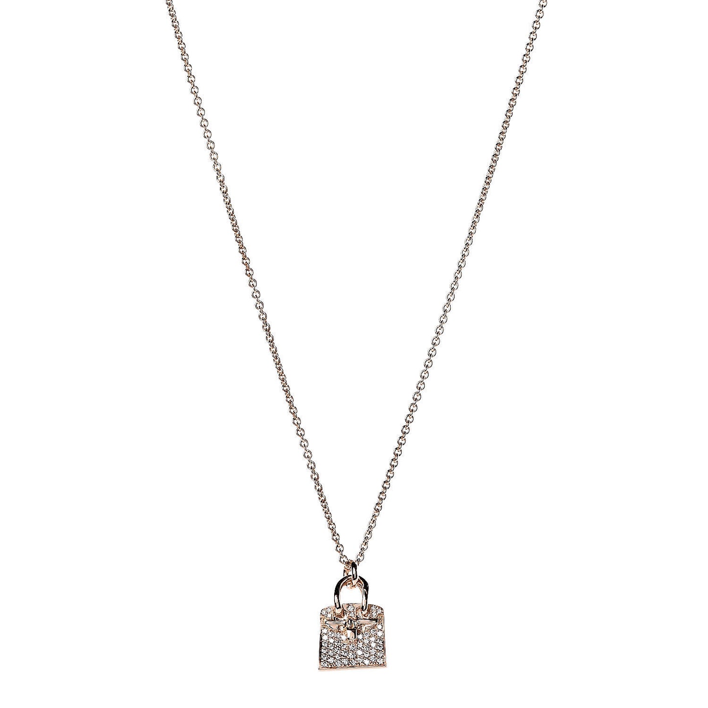 18K Rose Gold Diamond Birkin Amulette Pendant Necklace