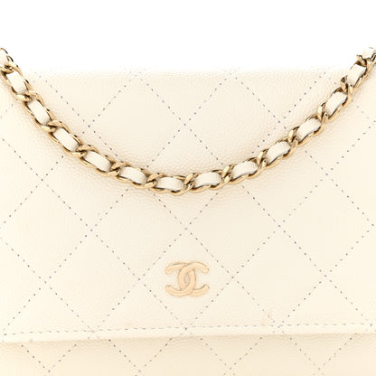 Chanel Caviar Quilted Wallet on Chain WOC White 9 of 11