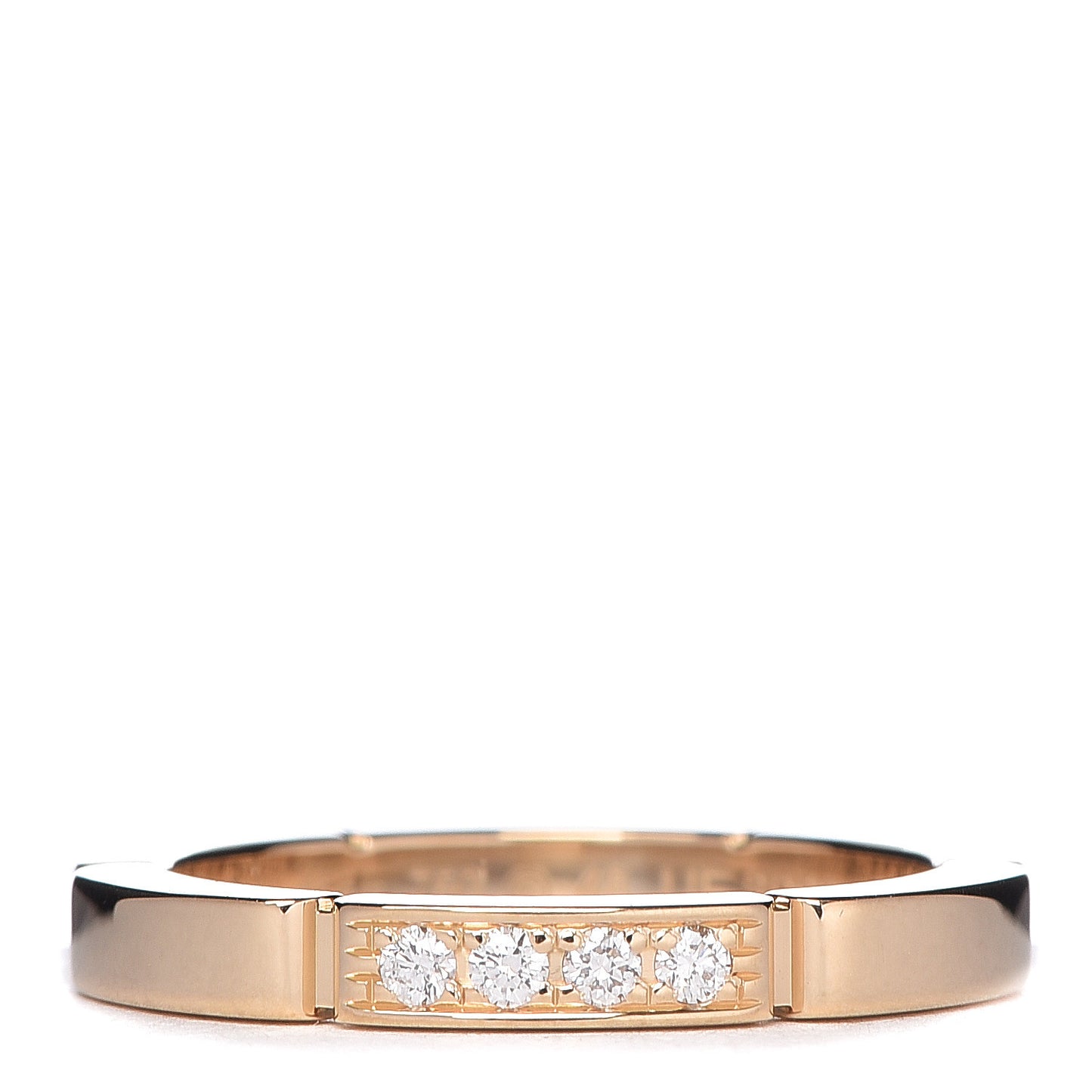 18K Yellow Gold Diamond Maillon Panthere Wedding Band Ring 48 4.5