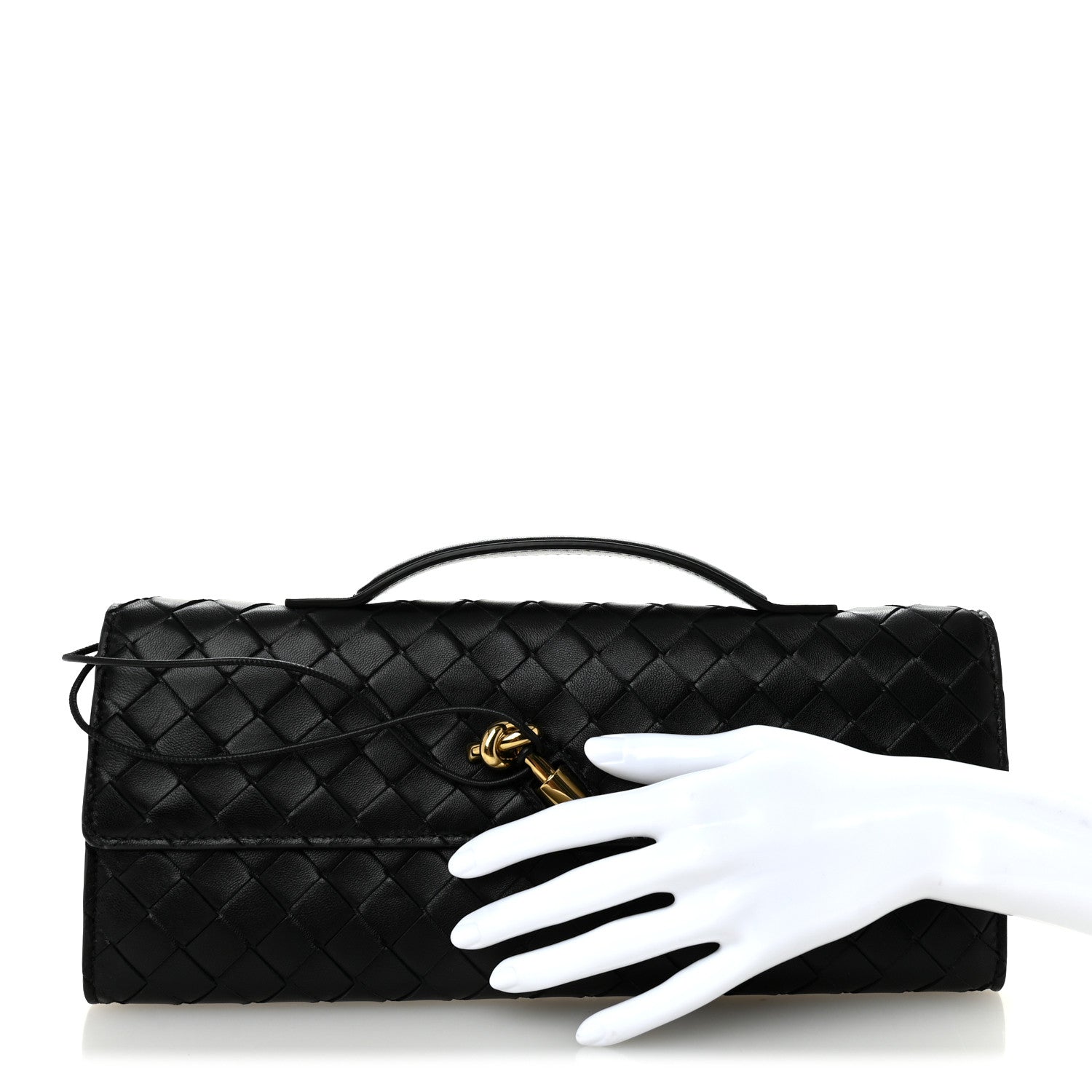 Bottega Veneta Nappa Intrecciato Long Andiamo Top Handle Clutch Black 2 of 7