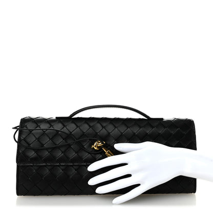 Bottega Veneta Nappa Intrecciato Long Andiamo Top Handle Clutch Black 2 of 7