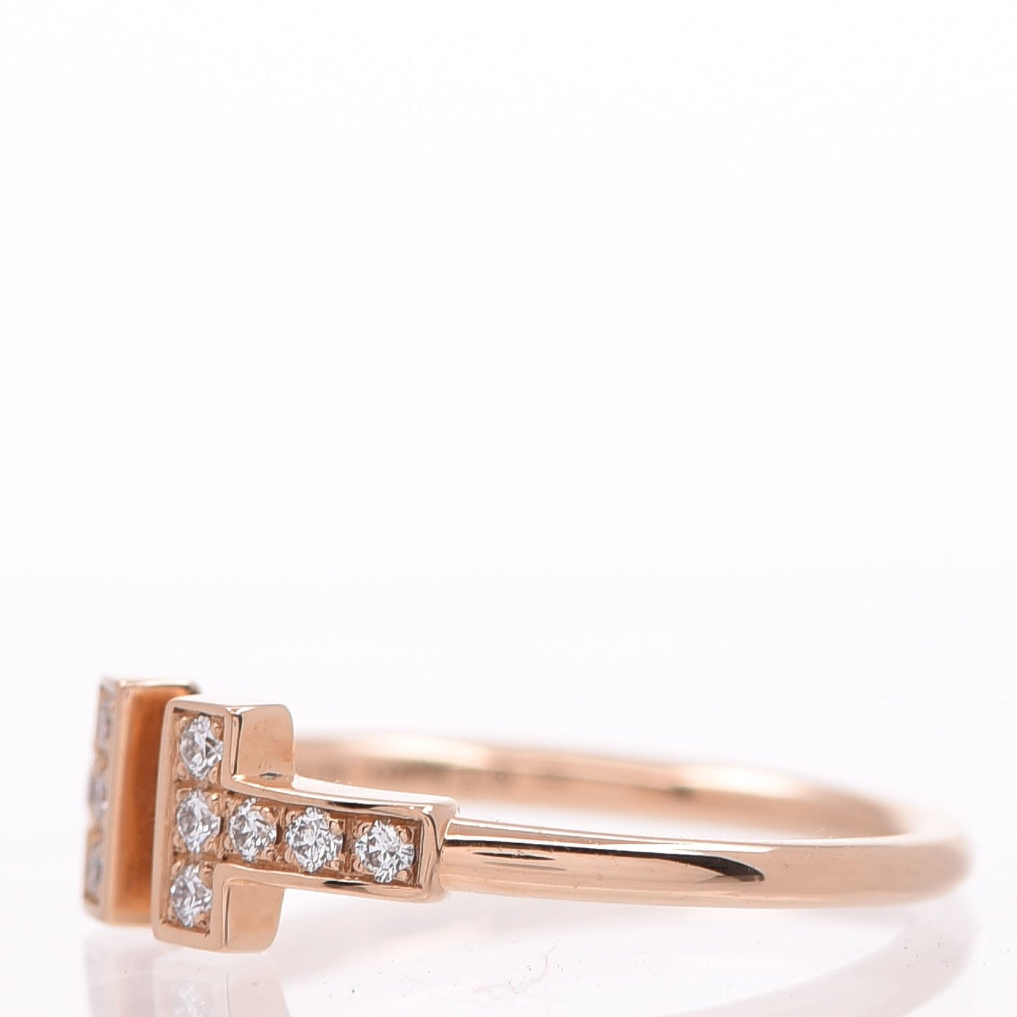 18K Rose Gold Diamond T Wire Ring 52 6