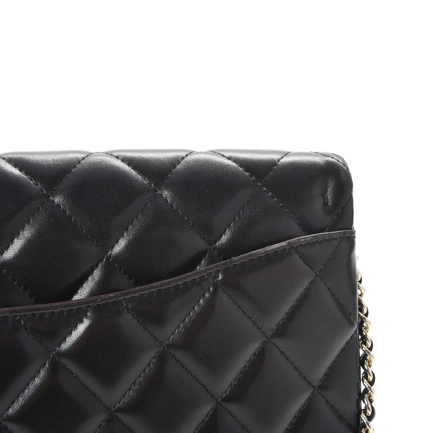 Lambskin Quilted Clutch With Chain Flap Black