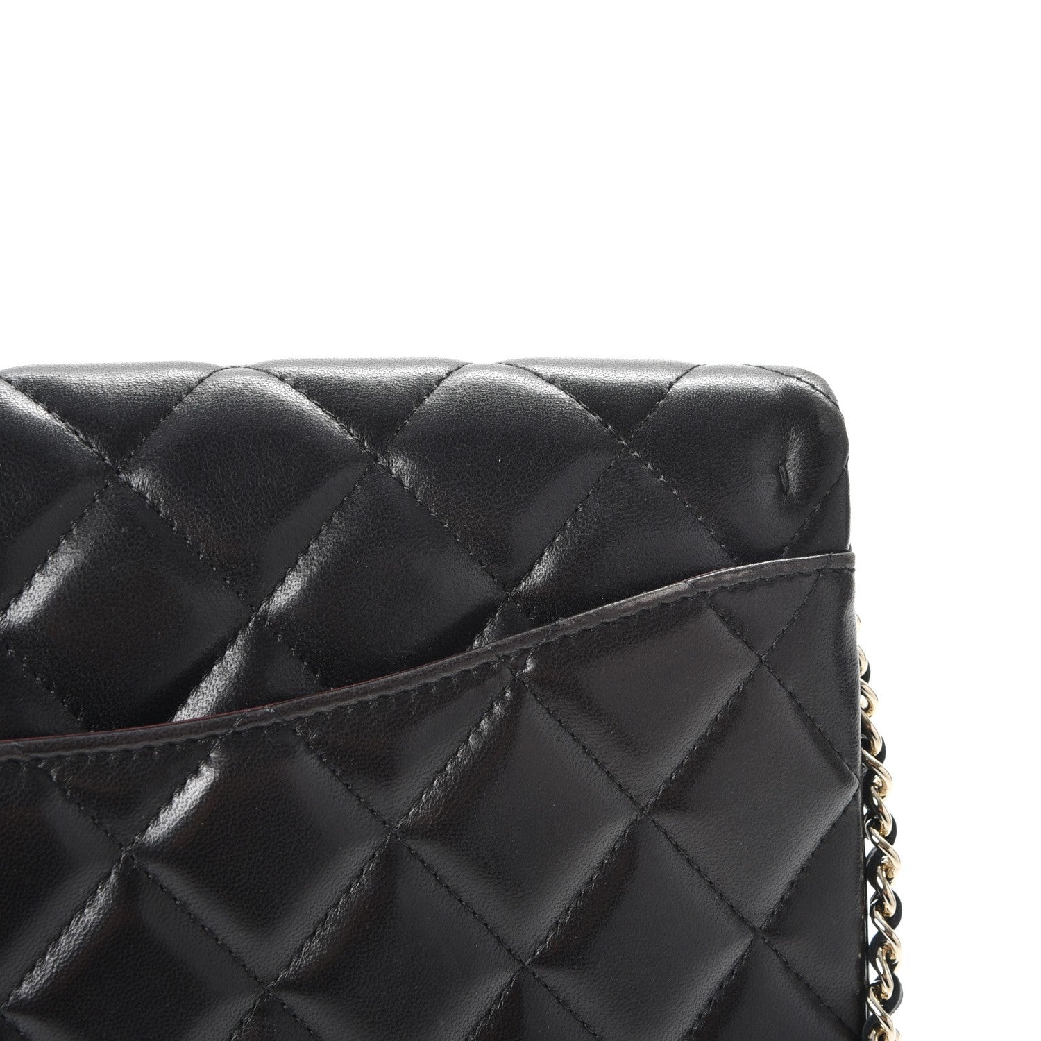 Chanel Lambskin Quilted Clutch With Chain Flap Black 8 of 8