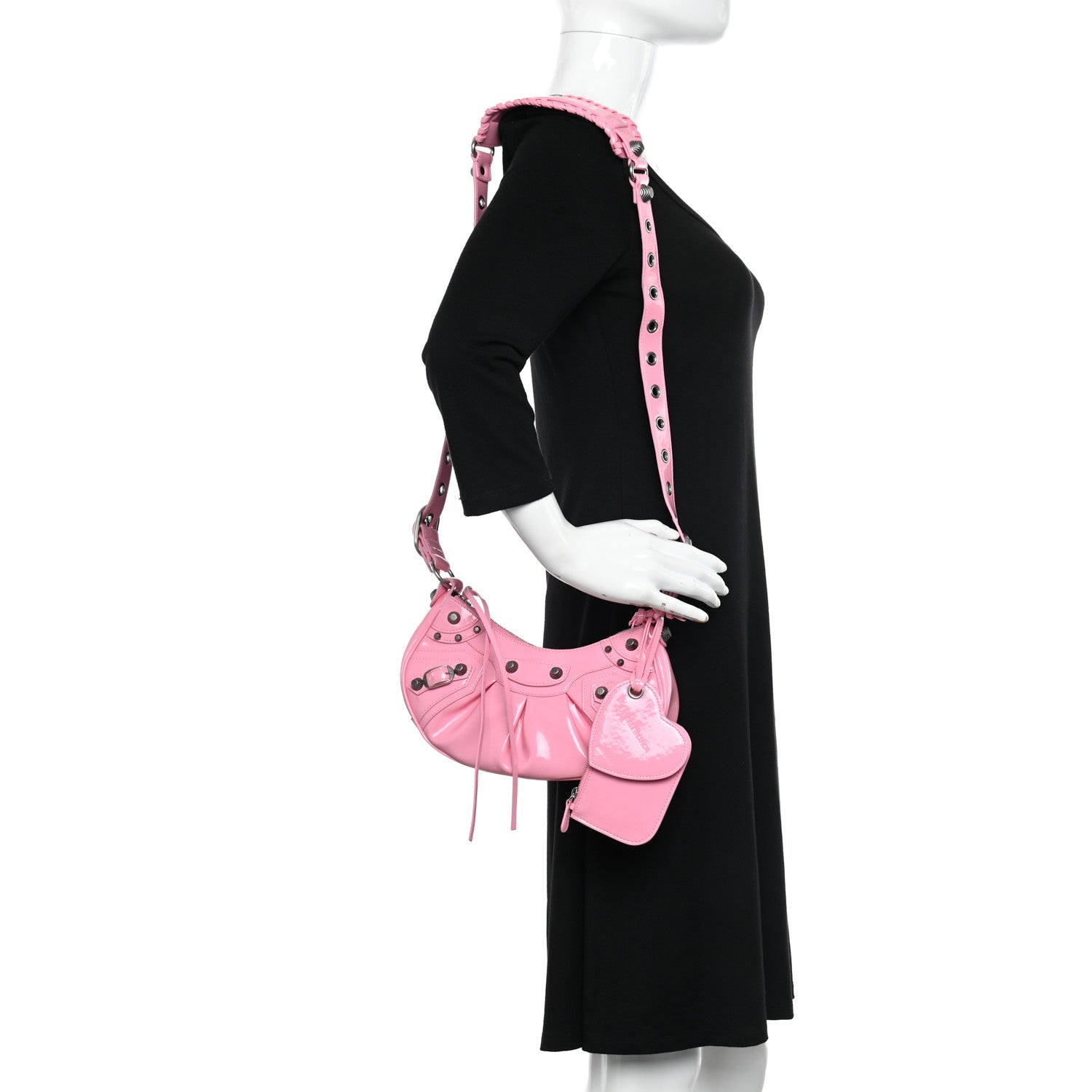 Balenciaga Patent Faux Leather Le Cagole Shoulder Bag XS Sweet Pink 2 of 9