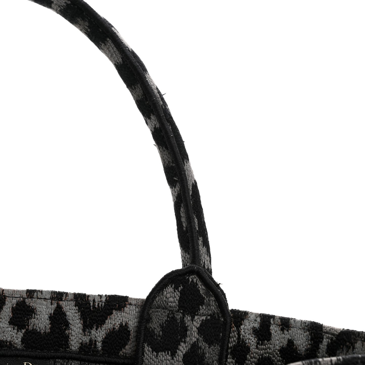 Canvas Mizza Embroidered Large Leopard Book Tote Grey