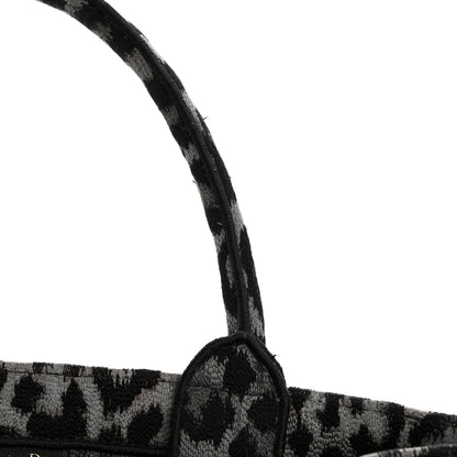 Christian Dior Canvas Mizza Embroidered Large Leopard Book Tote Grey 11 of 13