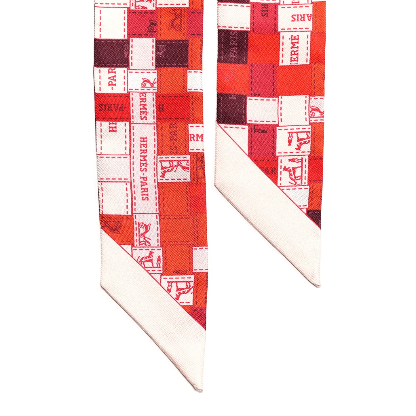 Silk Bolduc Au Carre Twilly Rouge Bordeaux Creme