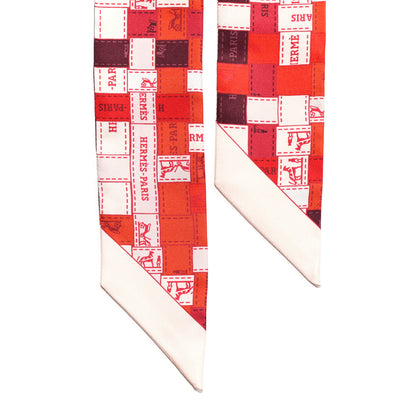 Hermes Silk Bolduc Au Carre Twilly Rouge Bordeaux Creme 2 of 4