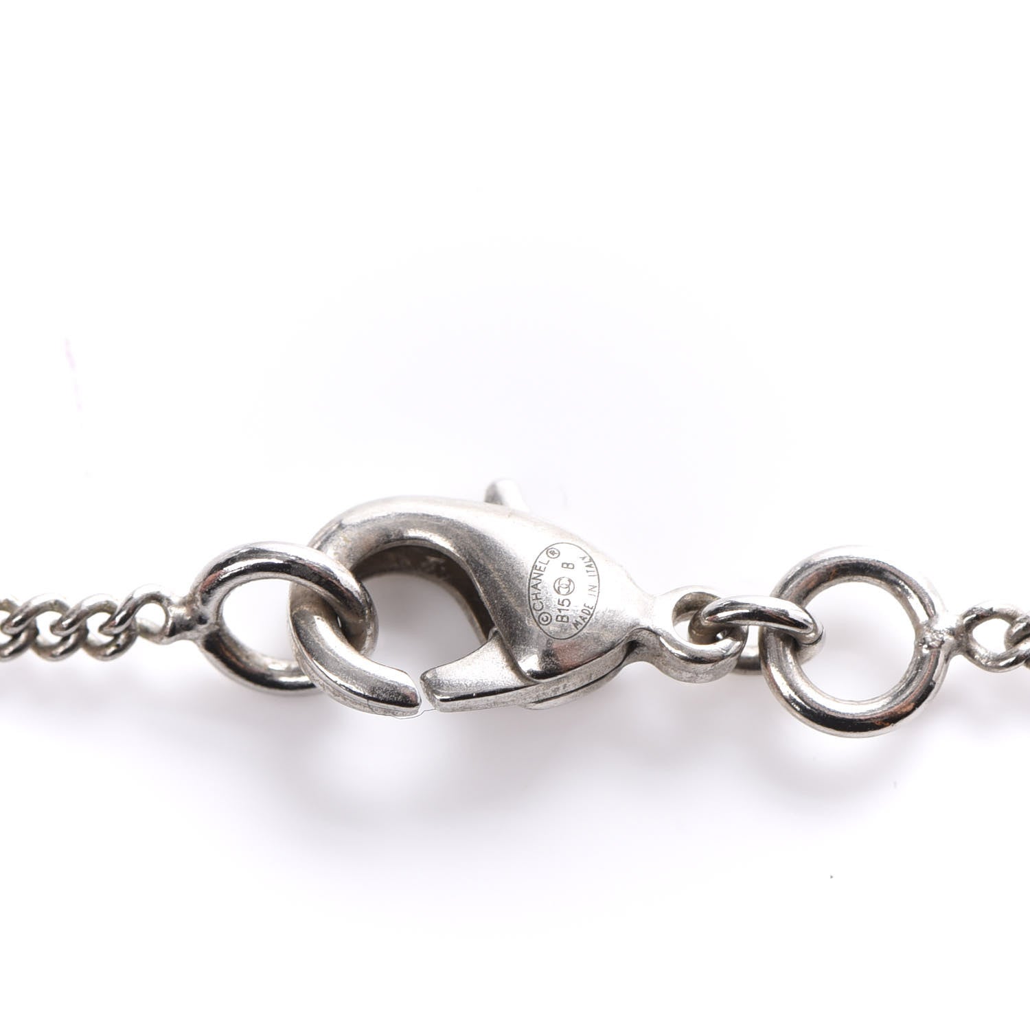 Chanel Crystal CC Pendant Necklace Silver 5 of 8