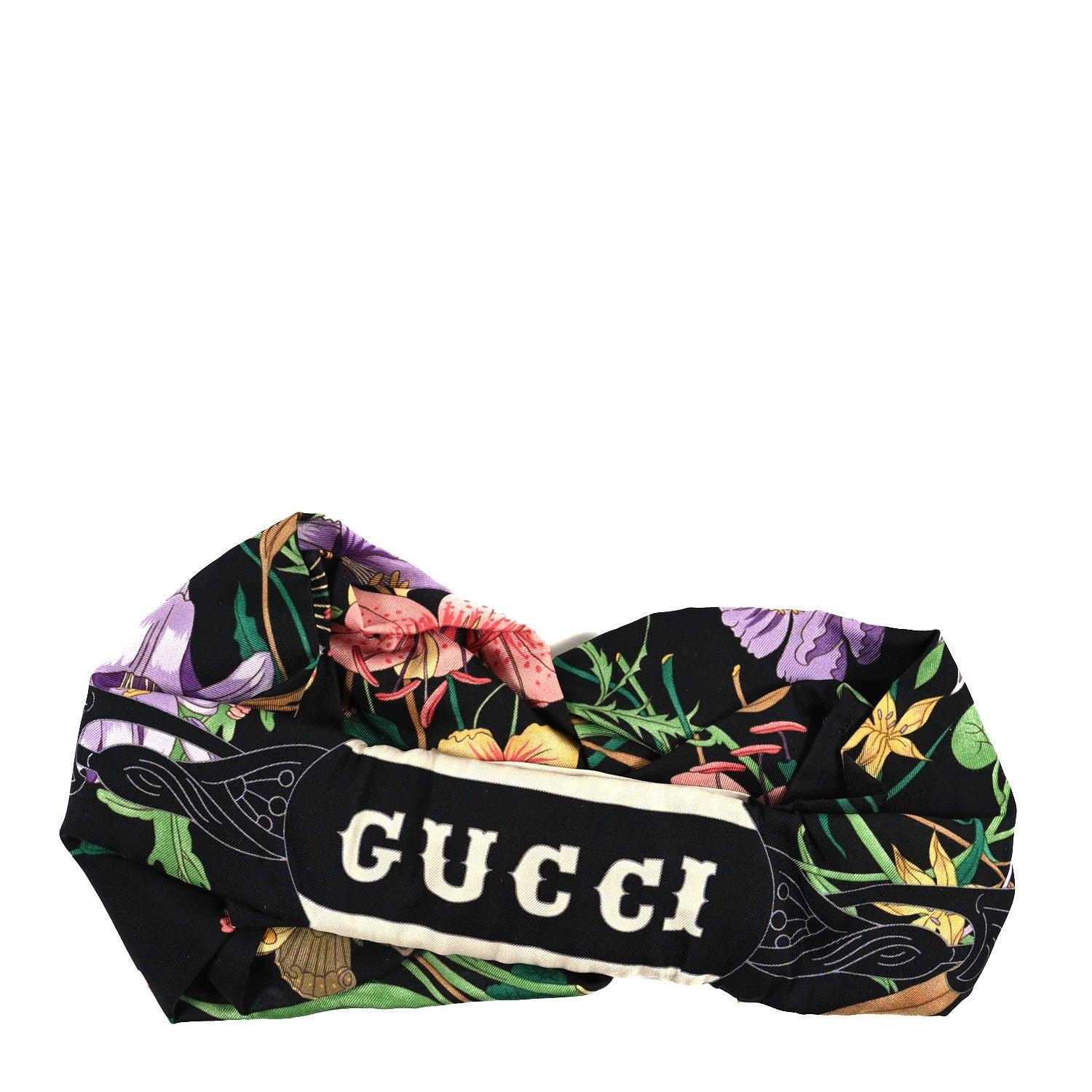 Gucci Silk Monogram Flora Print Headband S Black 2 of 6