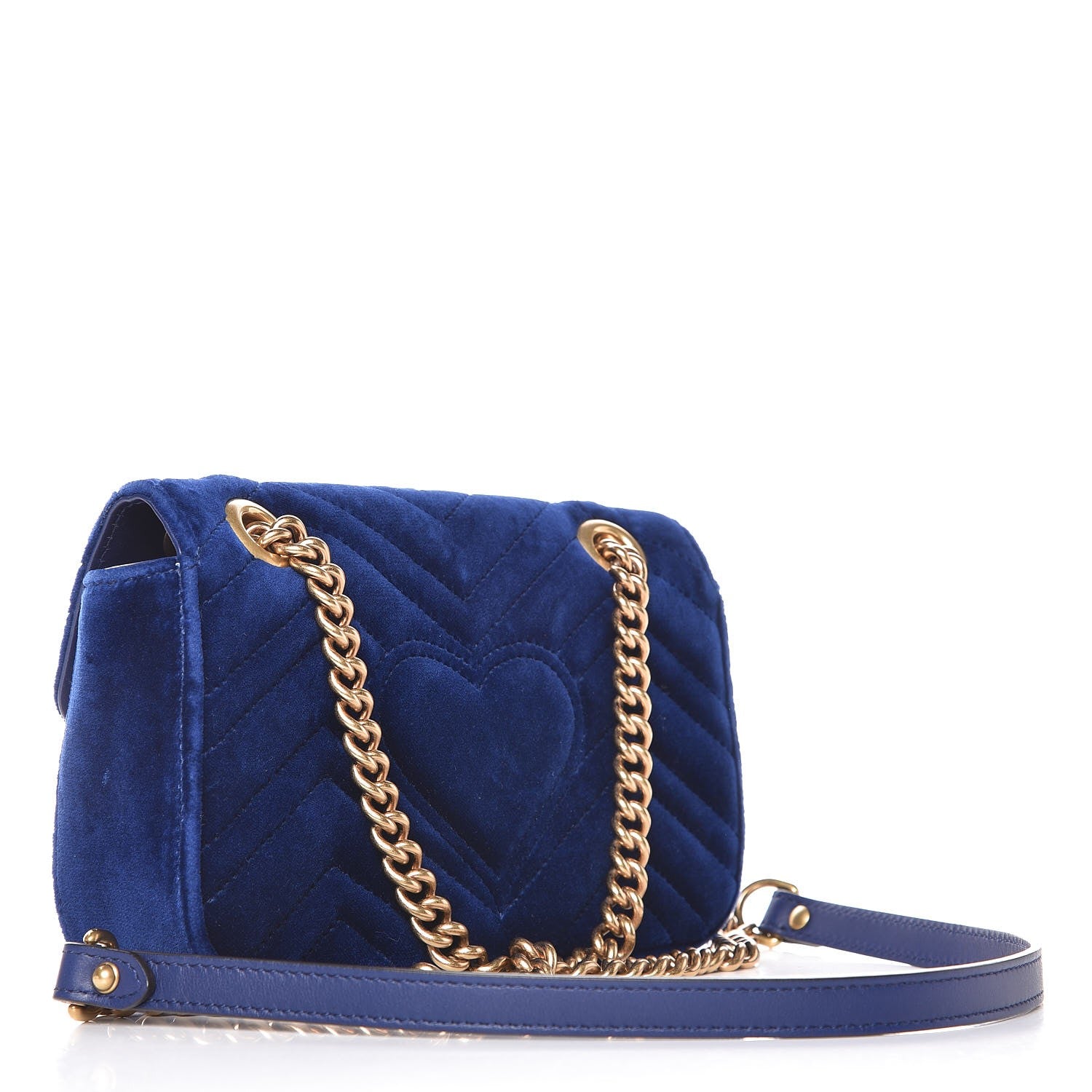 Gucci Velvet Matelasse Mini GG Marmont Shoulder Bag Cobalt Blue 3 of 7