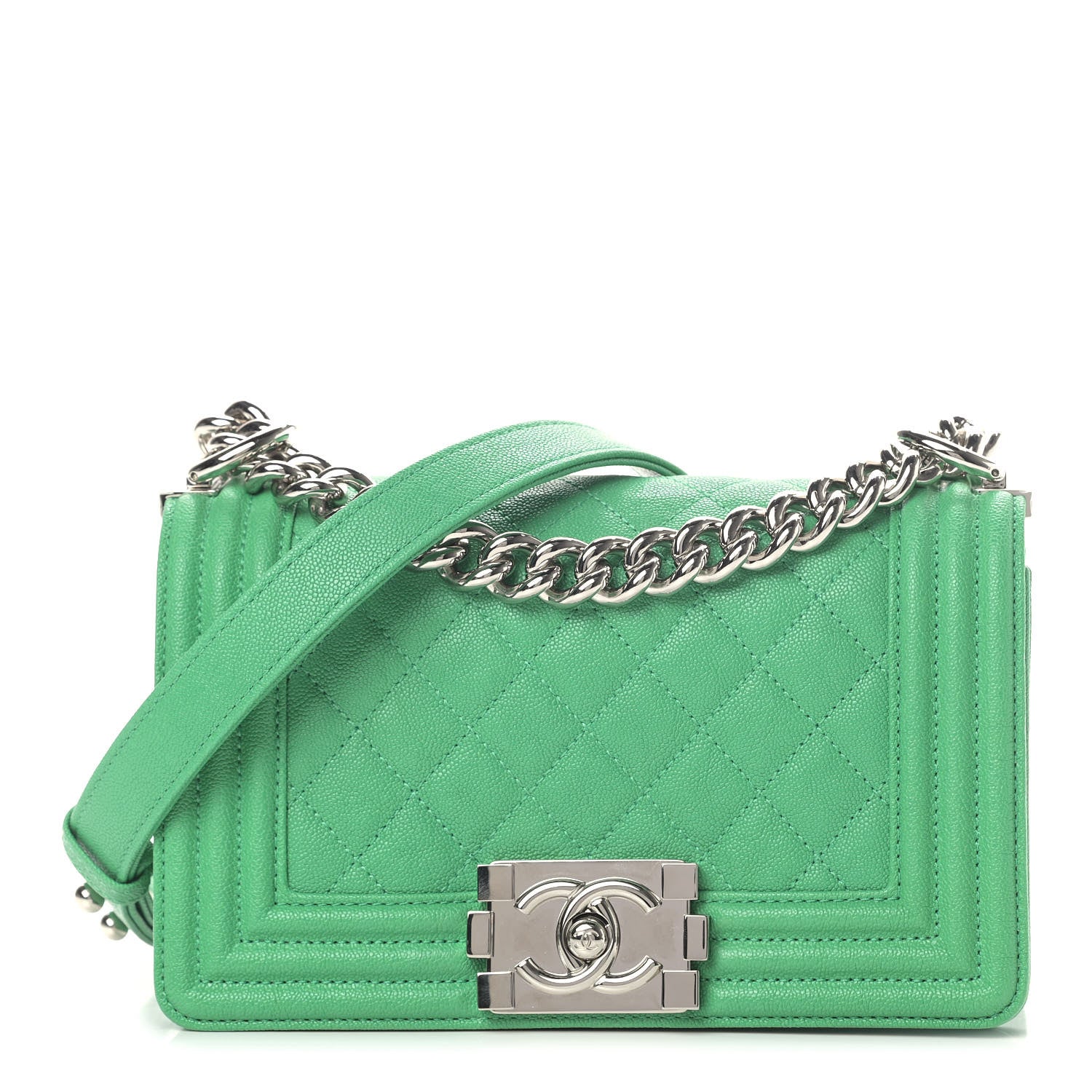 Chanel Caviar Quilted Small Boy Flap Green 1 of 9