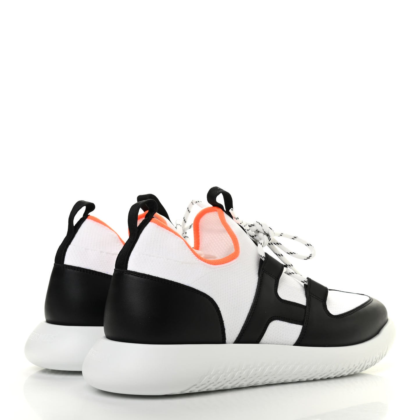 Technical Canvas Calfskin Mens Duel Sneakers 44 White Black