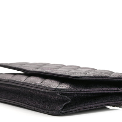 Chanel Iridescent Caviar Quilted Wallet on Chain WOC Dark Blue 11 of 11